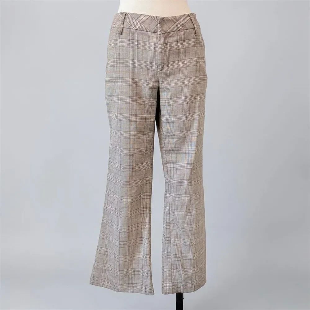 Rampage Y2K Low Rise Plaid Grey Gray Pants Wide Flare Straight Leg